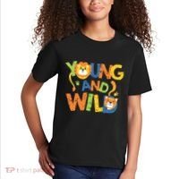Young And Wild Typography Cute Animal Kids T-Shirt thumb 2