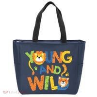 Young And Wild Typography Cute Animal Tote Bag thumb 0