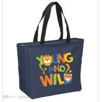 Young And Wild Typography Cute Animal Tote Bag thumb 2