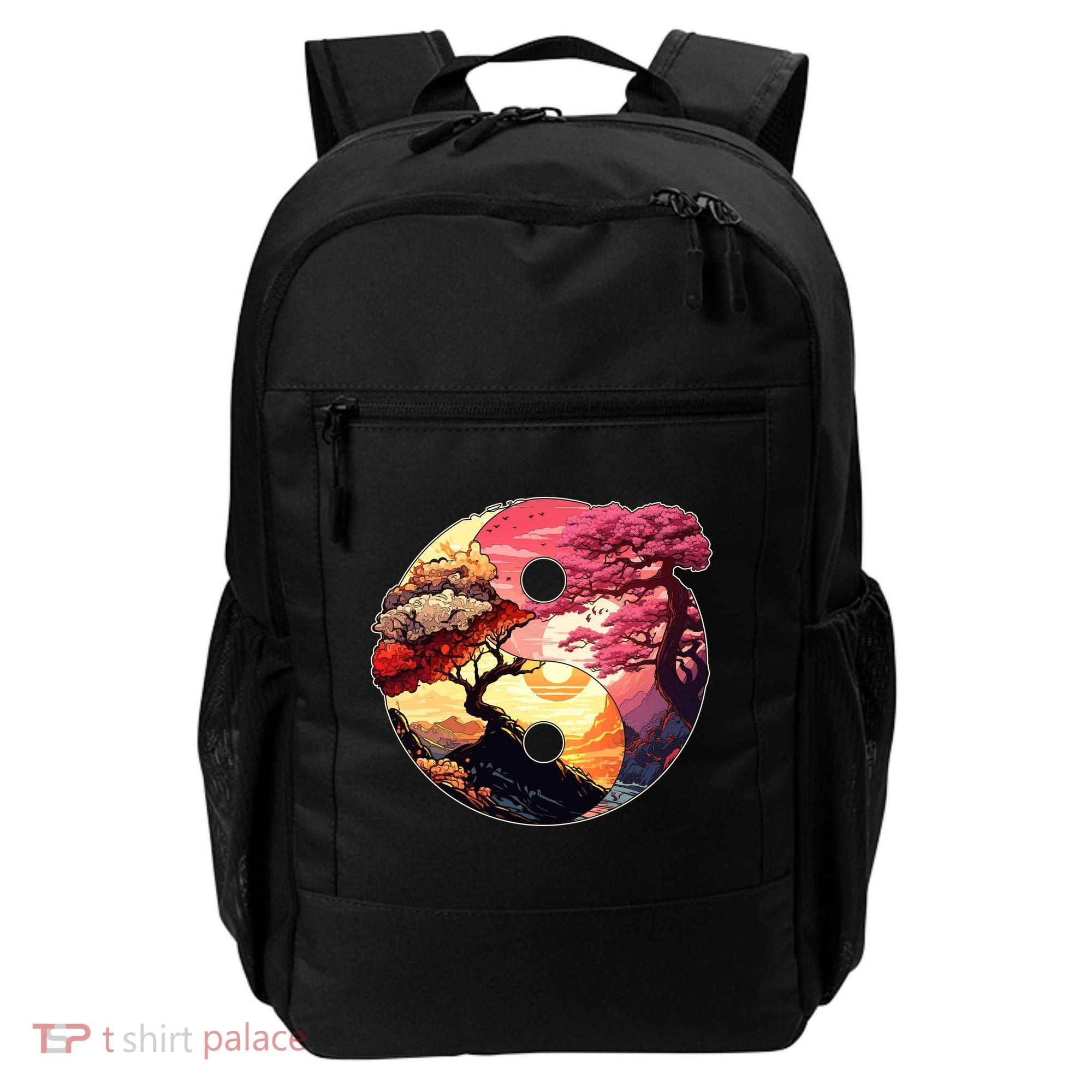 Yin And Yang Japanese Bonsai Trees Seasons Fall Spring Backpack