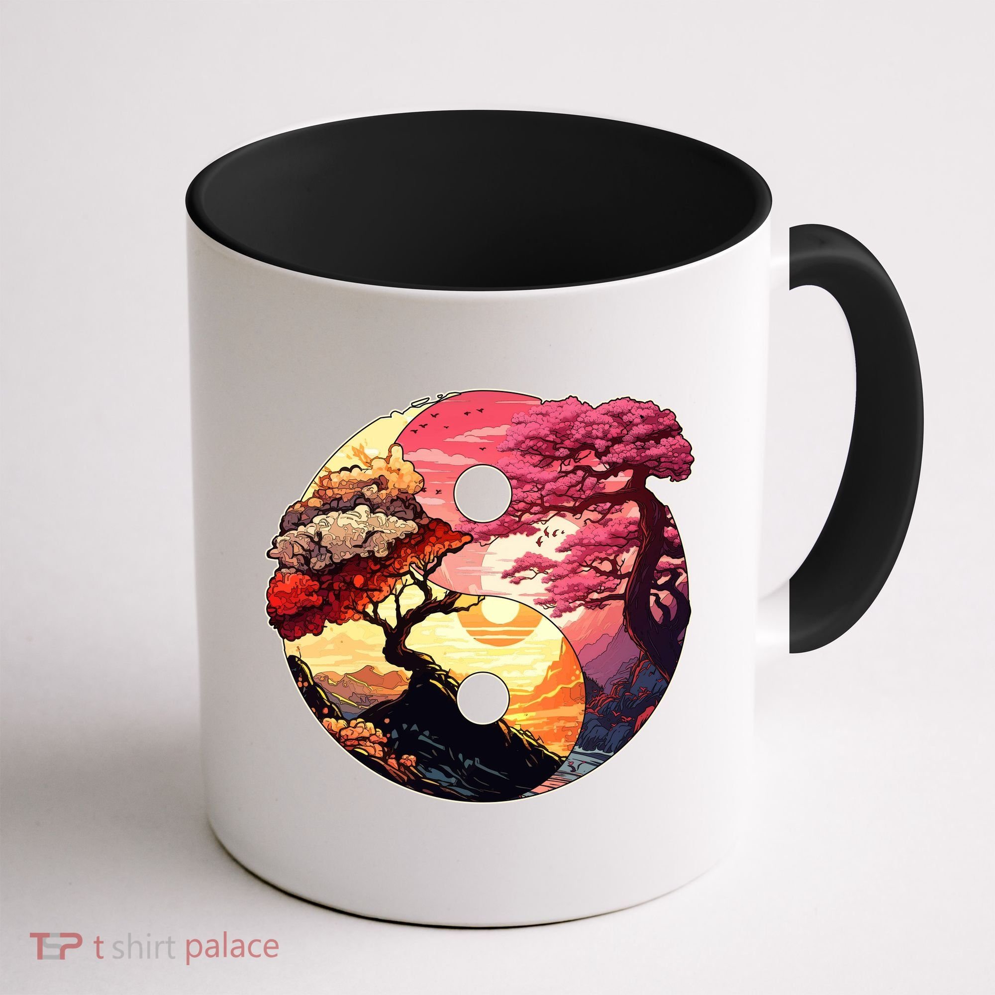 Yin And Yang Japanese Bonsai Trees Seasons Fall Spring Coffee Mug