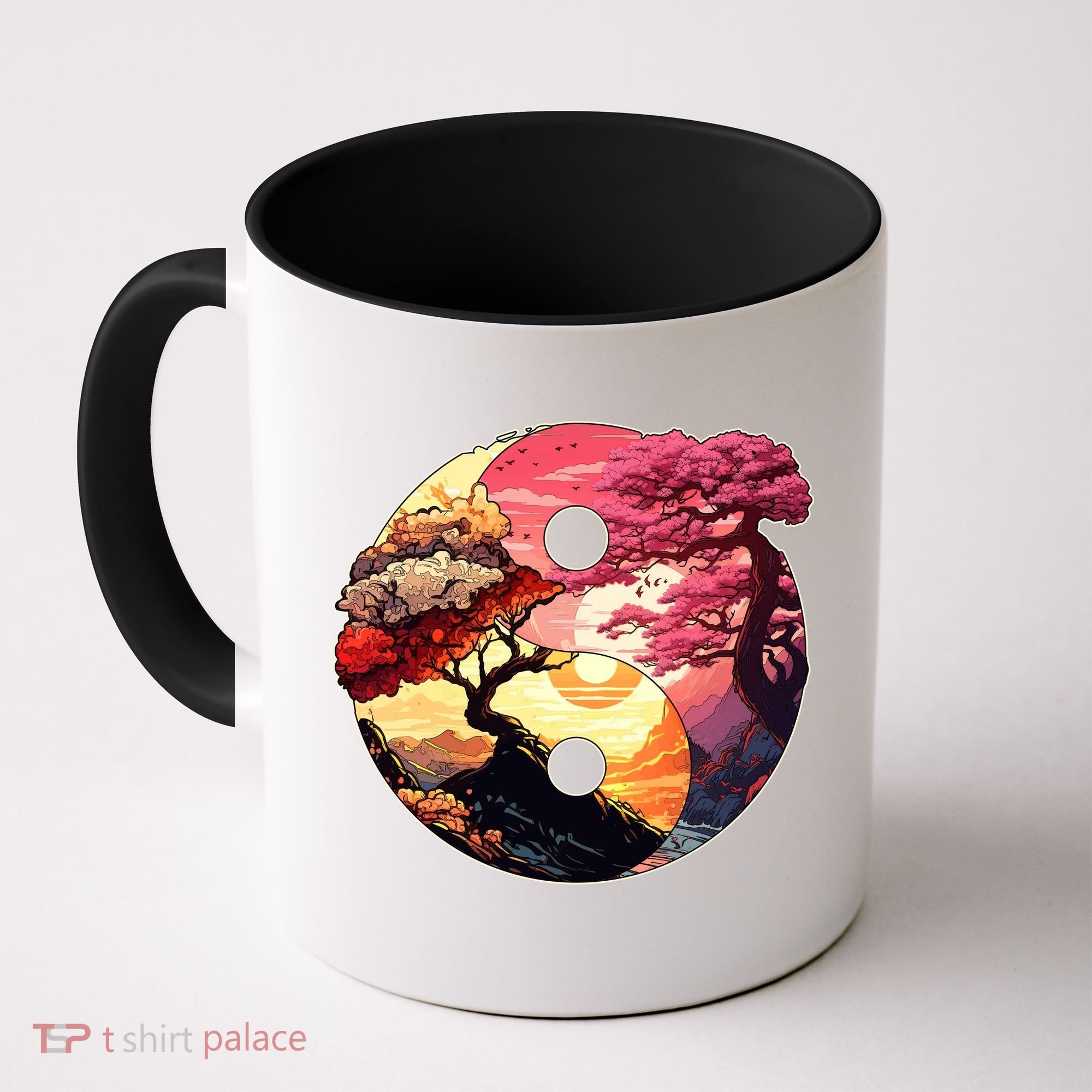 Yin And Yang Japanese Bonsai Trees Seasons Fall Spring Coffee Mug