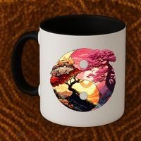 Yin And Yang Japanese Bonsai Trees Seasons Fall Spring Coffee Mug thumb 2