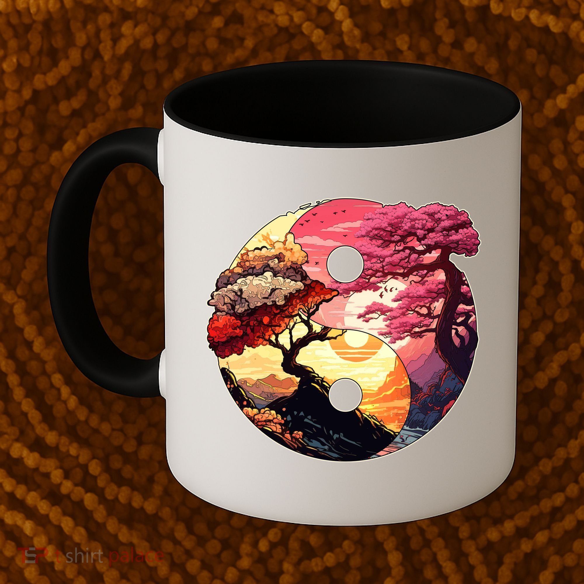 Yin And Yang Japanese Bonsai Trees Seasons Fall Spring Coffee Mug