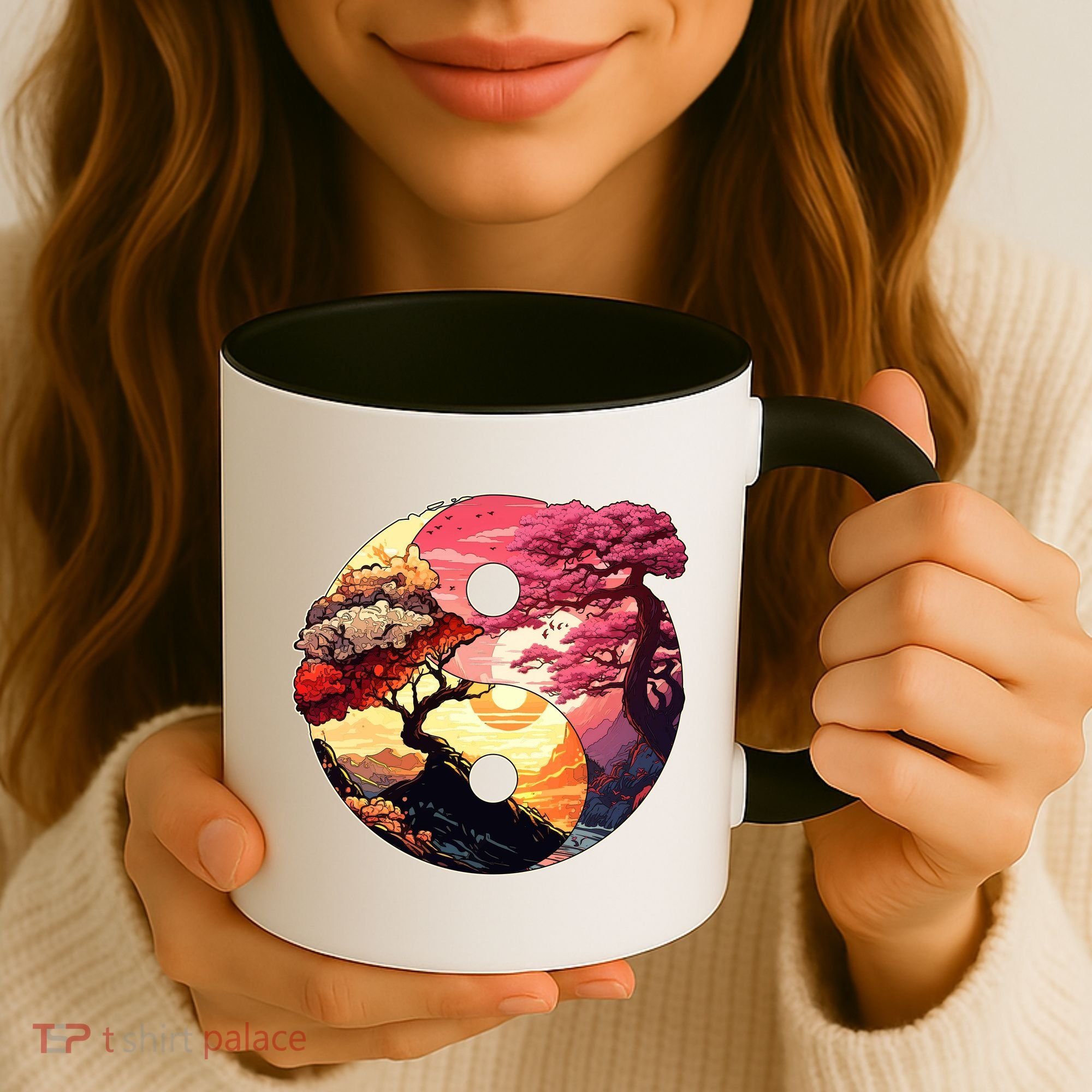 Yin And Yang Japanese Bonsai Trees Seasons Fall Spring Coffee Mug
