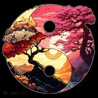 Yin And Yang Japanese Bonsai Trees Seasons Fall Spring Coffee Mug thumb 5