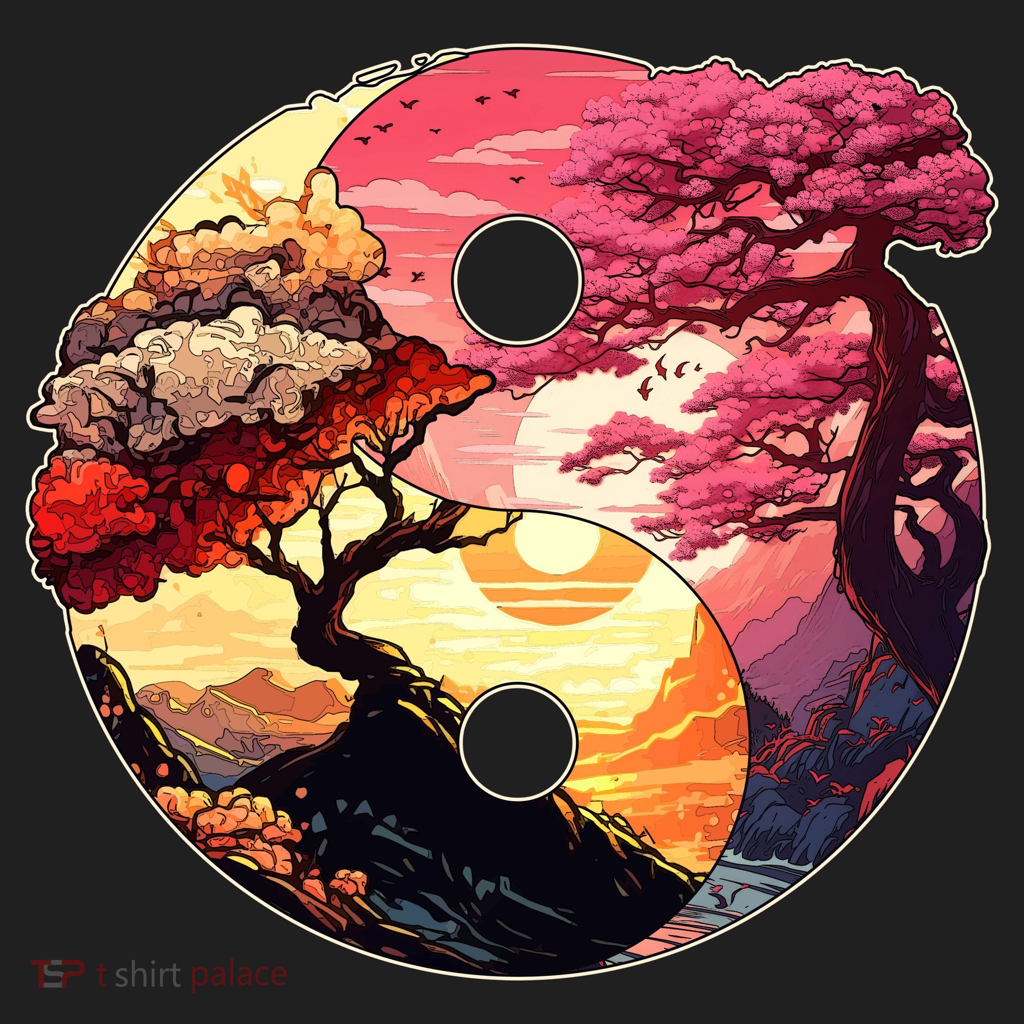 Yin And Yang Japanese Bonsai Trees Seasons Fall Spring Beanie