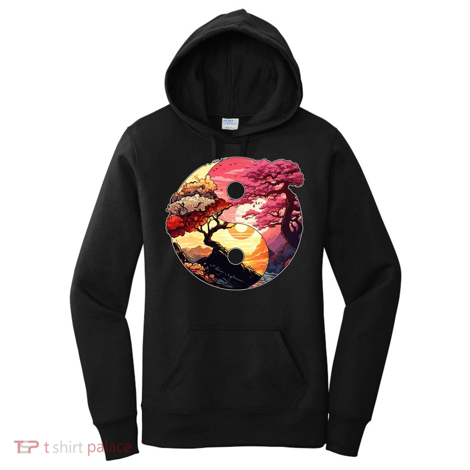 Yin And Yang Japanese Bonsai Trees Seasons Fall Spring Women's Hoodie