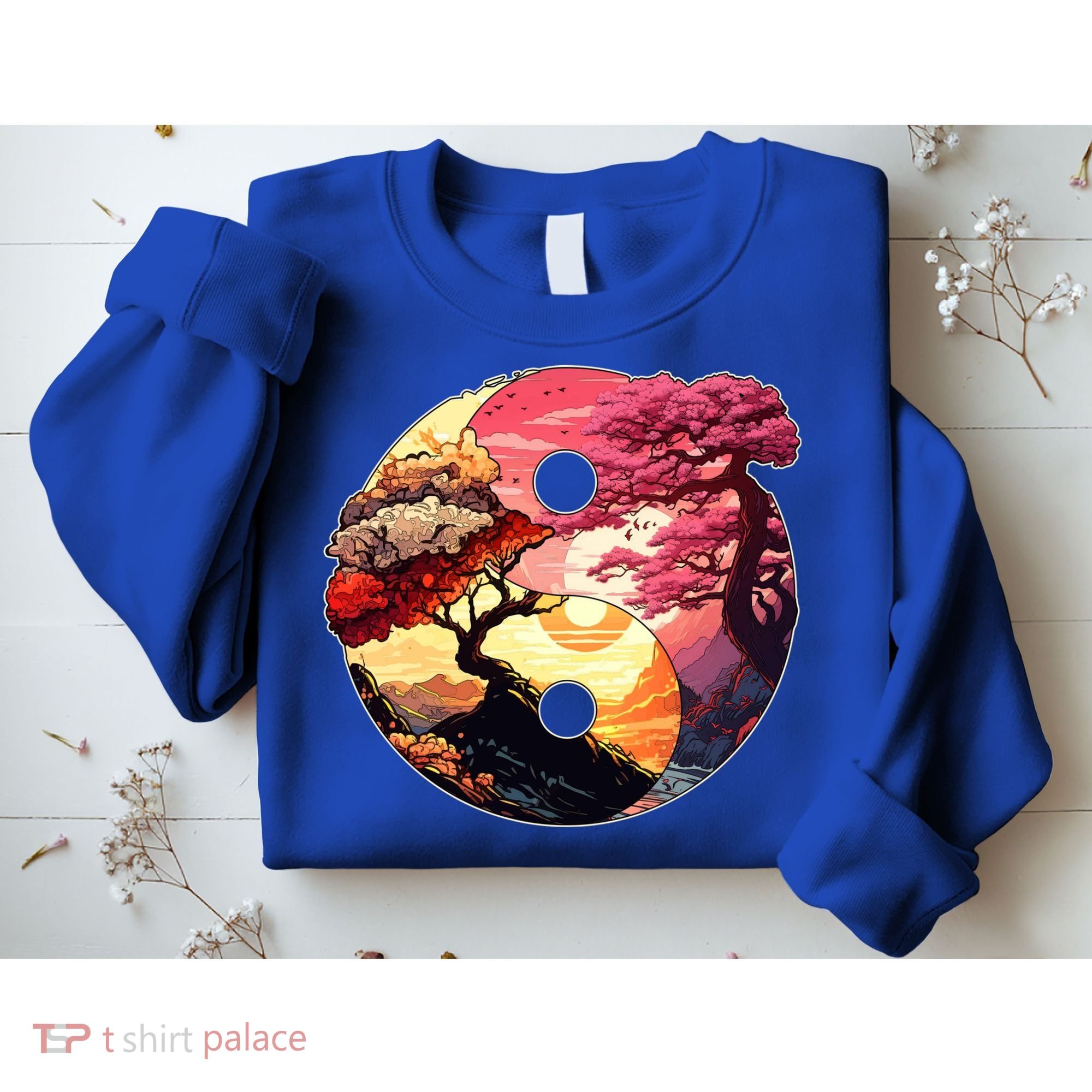 Yin And Yang Japanese Bonsai Trees Seasons Fall Spring Sweatshirt