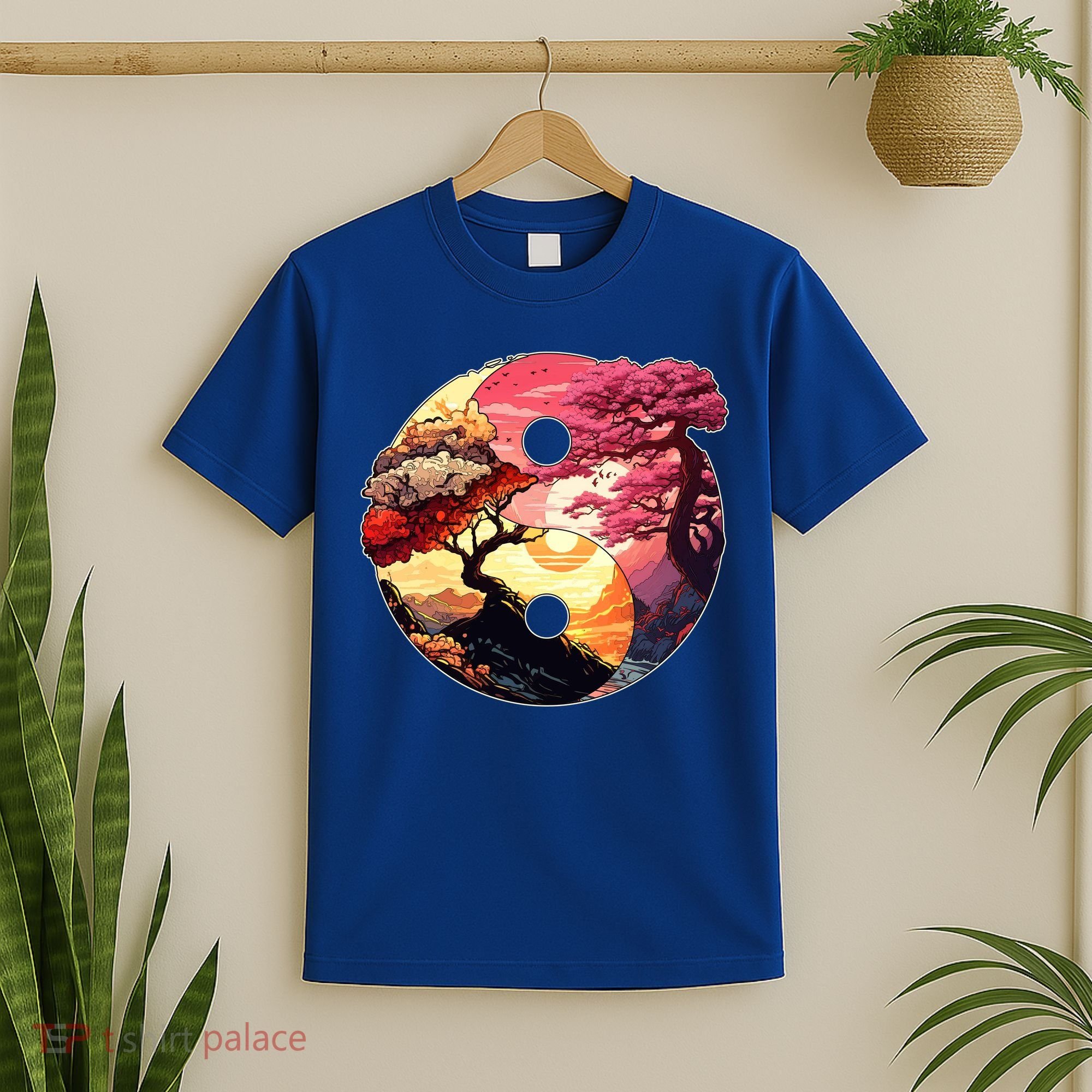 Yin And Yang Japanese Bonsai Trees Seasons Fall Spring T-Shirt