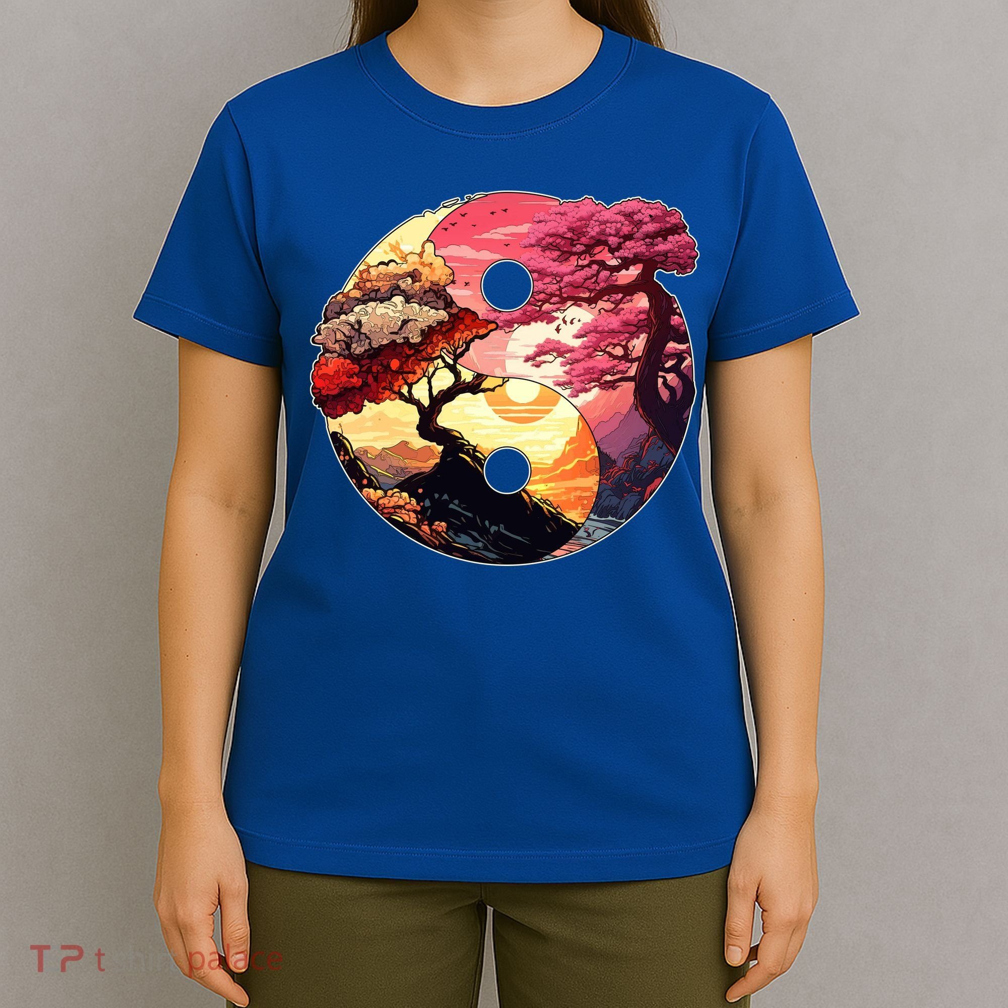 Yin And Yang Japanese Bonsai Trees Seasons Fall Spring T-Shirt