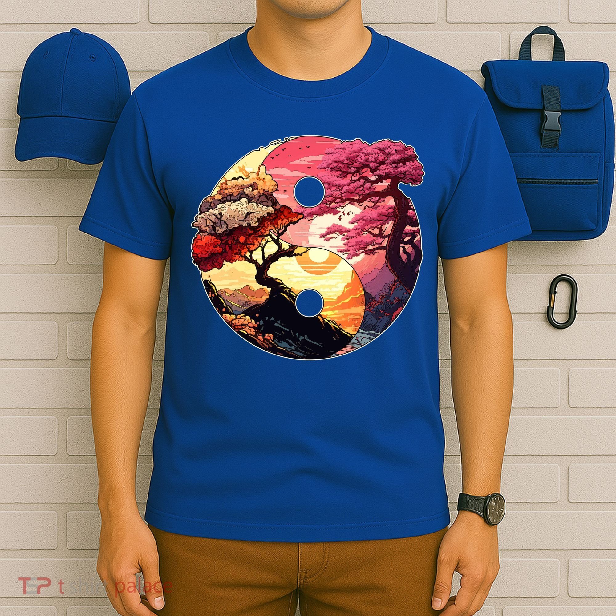 Yin And Yang Japanese Bonsai Trees Seasons Fall Spring T-Shirt