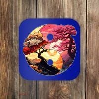 Yin And Yang Japanese Bonsai Trees Seasons Fall Spring Coaster thumb 0