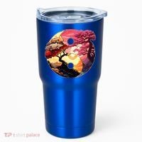 Yin And Yang Japanese Bonsai Trees Seasons Fall Spring Tumbler thumb 0