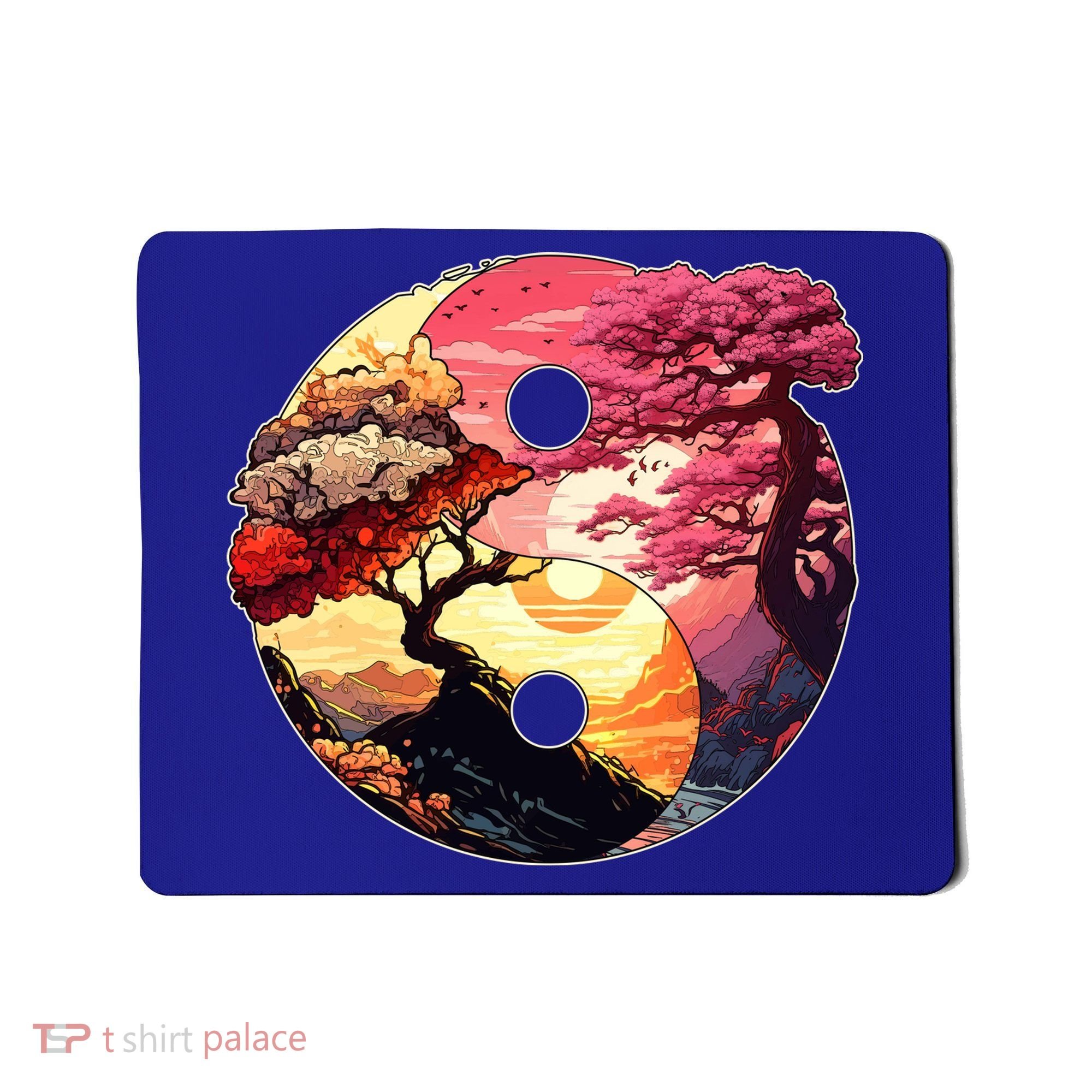 Yin And Yang Japanese Bonsai Trees Seasons Fall Spring Mousepad
