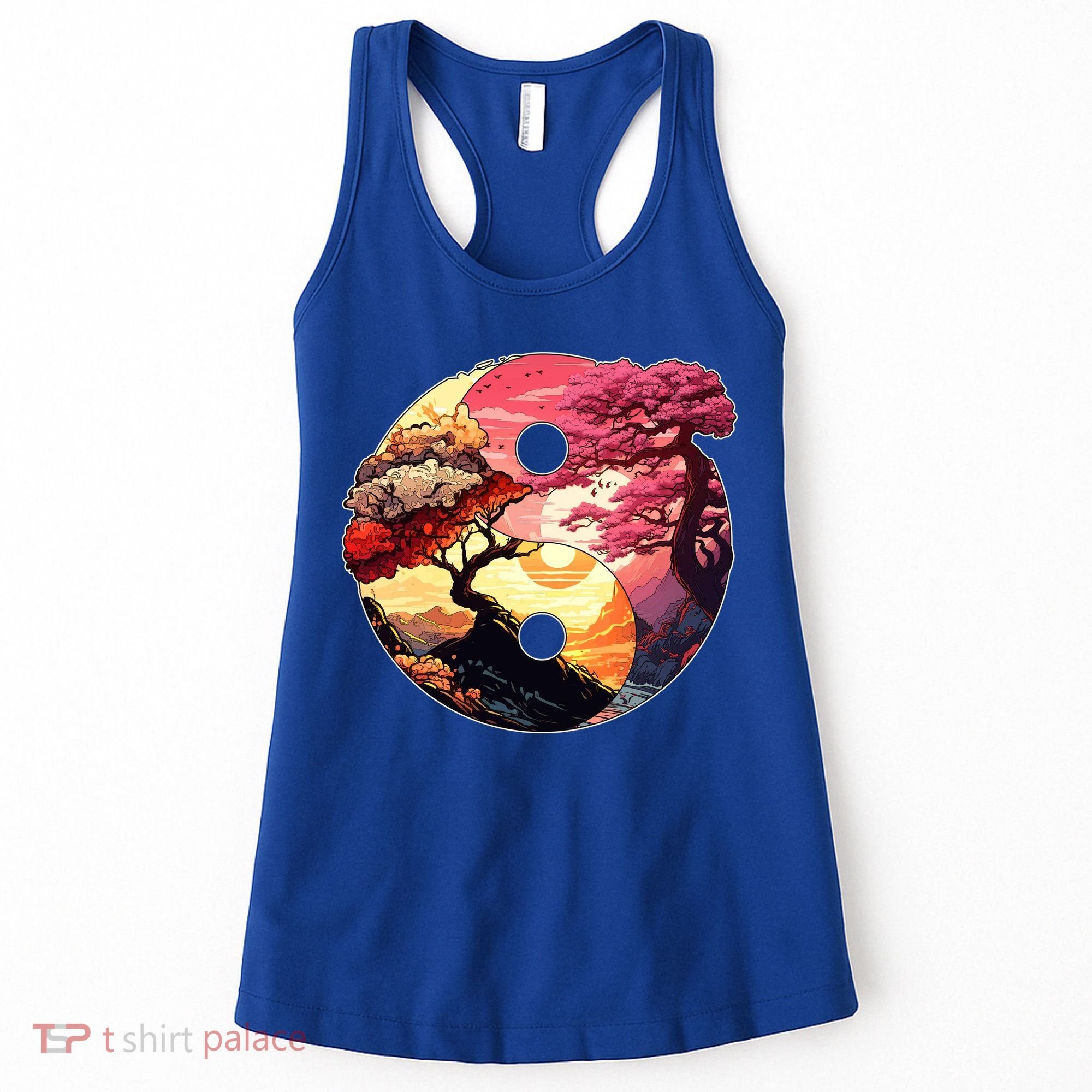 Yin And Yang Japanese Bonsai Trees Seasons Fall Spring Women's Tank Top