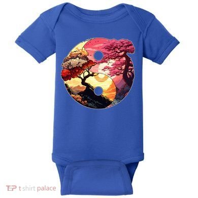 Yin And Yang Japanese Bonsai Trees Seasons Fall Spring Baby Bodysuit