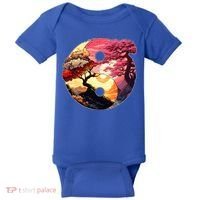 Yin And Yang Japanese Bonsai Trees Seasons Fall Spring Baby Bodysuit thumb 0