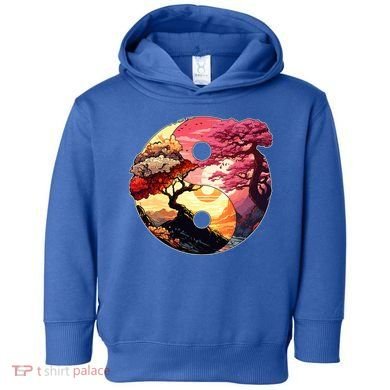 Yin And Yang Japanese Bonsai Trees Seasons Fall Spring Toddler Hoodie