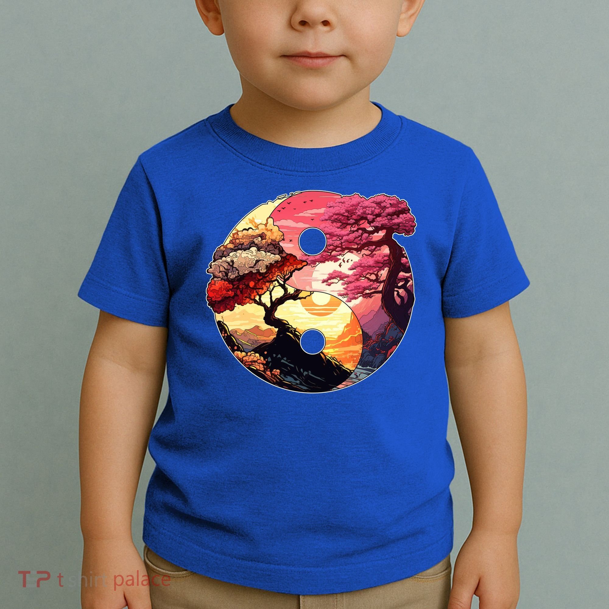 Yin And Yang Japanese Bonsai Trees Seasons Fall Spring Toddler T-Shirt