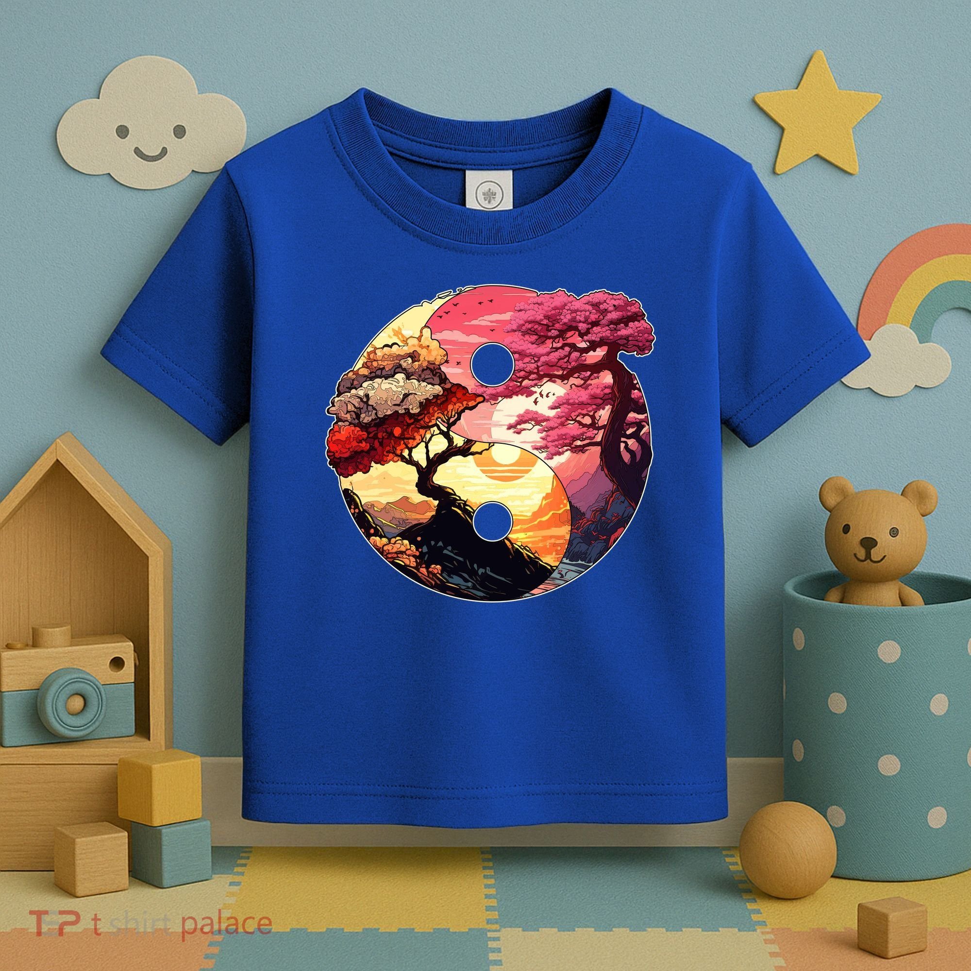 Yin And Yang Japanese Bonsai Trees Seasons Fall Spring Toddler T-Shirt