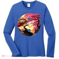 Yin And Yang Japanese Bonsai Trees Seasons Fall Spring Women's Long Sleeve Shirt thumb 0