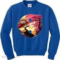 Yin And Yang Japanese Bonsai Trees Seasons Fall Spring Kids Sweatshirt thumb 0