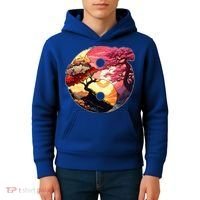 Yin And Yang Japanese Bonsai Trees Seasons Fall Spring Kids Hoodie thumb 4