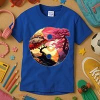 Yin And Yang Japanese Bonsai Trees Seasons Fall Spring Kids T-Shirt thumb 3