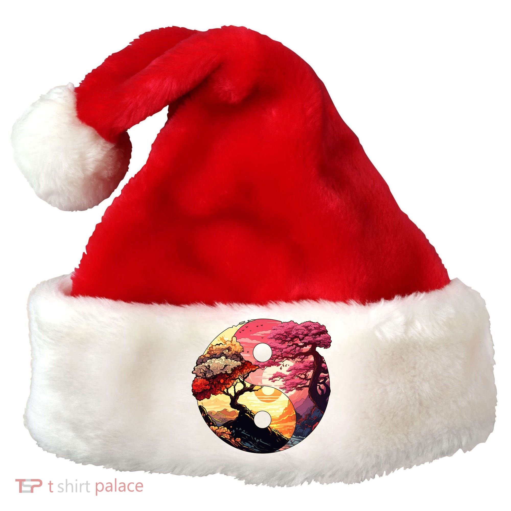 Yin And Yang Japanese Bonsai Trees Seasons Fall Spring Santa Hat