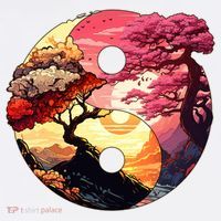 Yin And Yang Japanese Bonsai Trees Seasons Fall Spring Comfort Colors Garment-Dyed Hooded Sweatshirt thumb 2