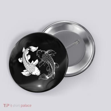 Yin And Yang Japanese Koi Fish Button