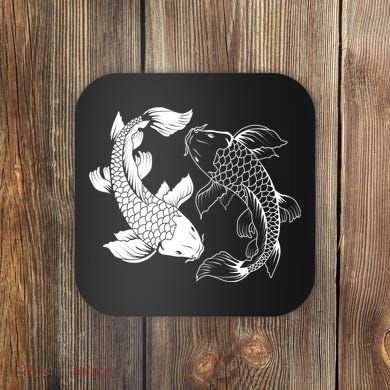 Yin And Yang Japanese Koi Fish Coaster
