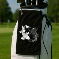 Yin And Yang Japanese Koi Fish Golf Towel thumb 2