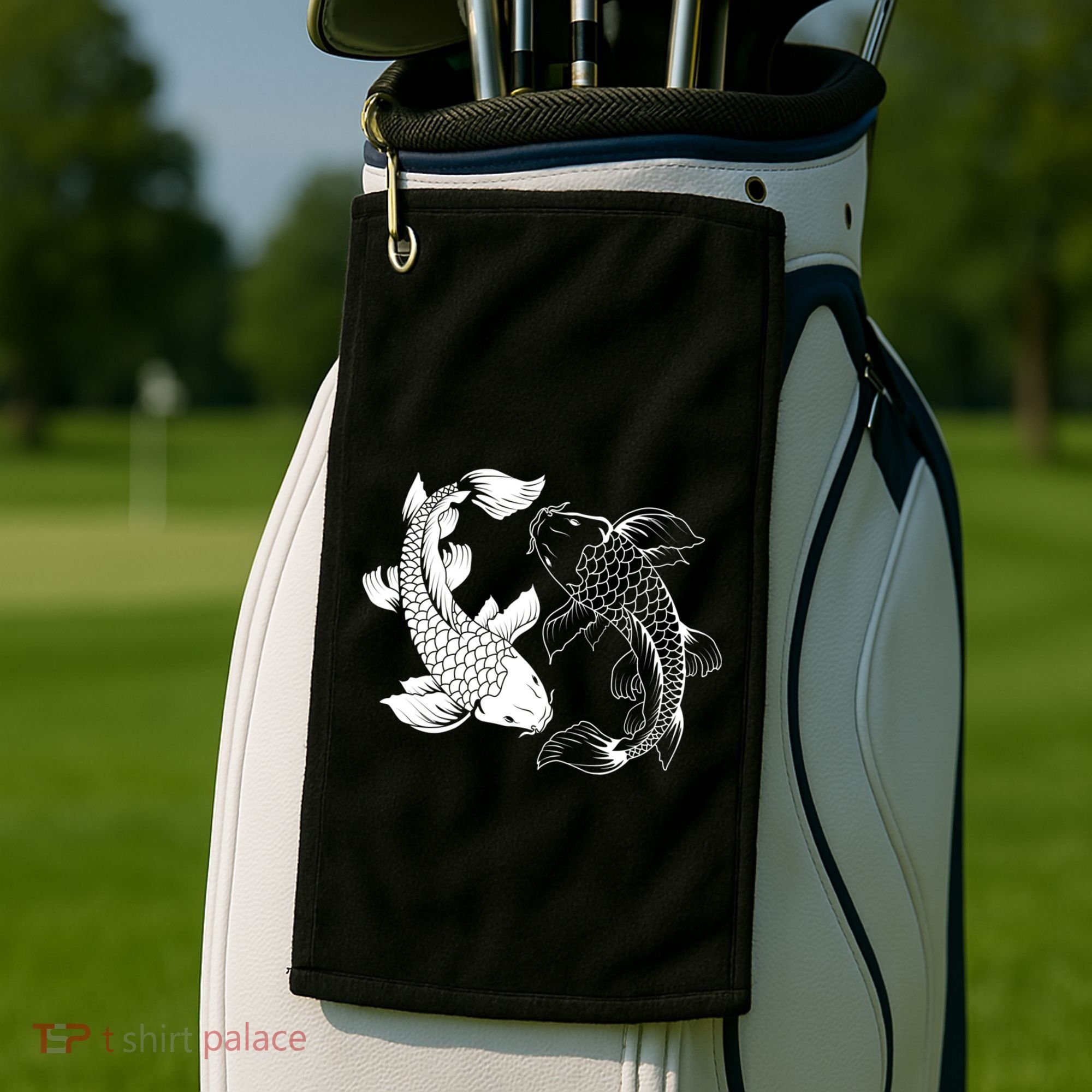 Yin And Yang Japanese Koi Fish Golf Towel