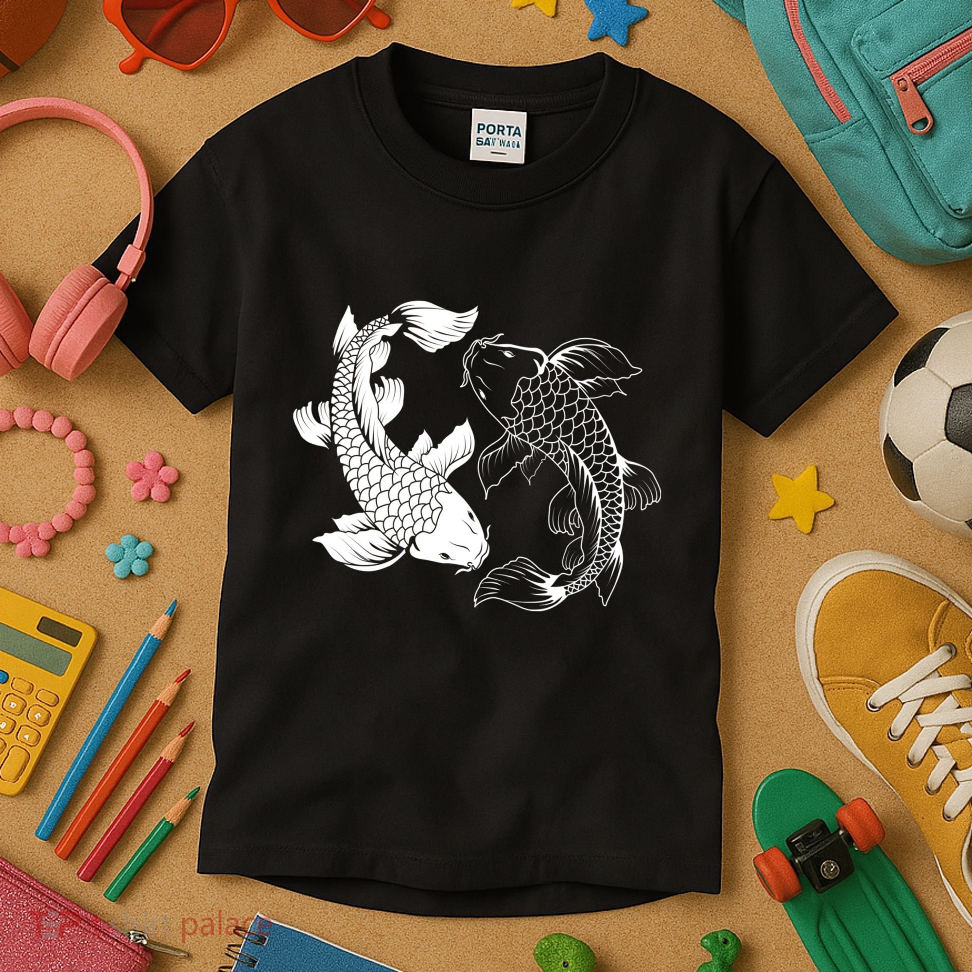 Yin And Yang Japanese Koi Fish Kids T-Shirt