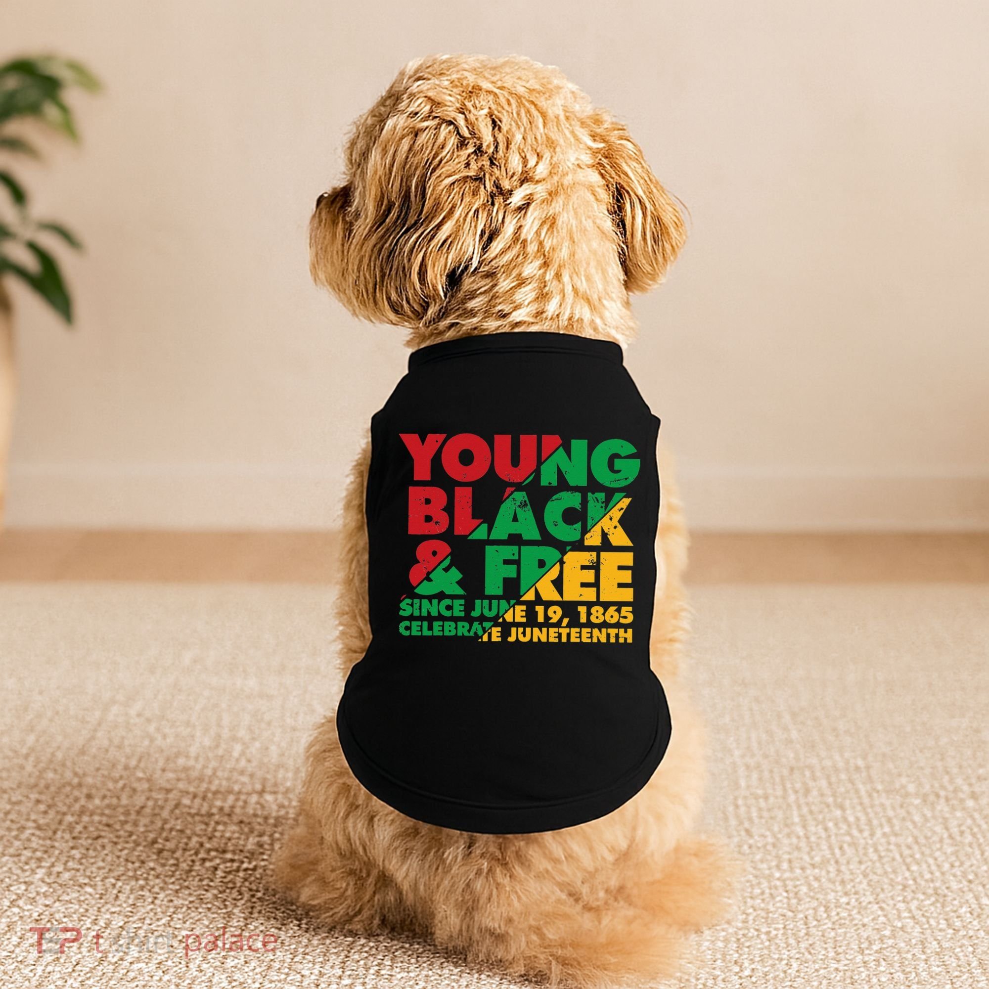 Young Black and Free novelty Juneteenth Doggie Tank
