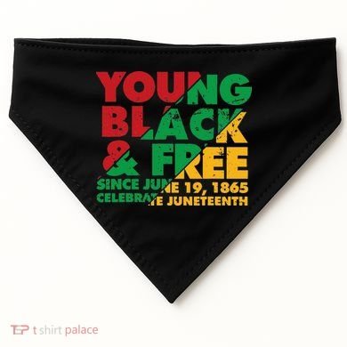 Young Black and Free novelty Juneteenth USA-Made Doggie Bandana