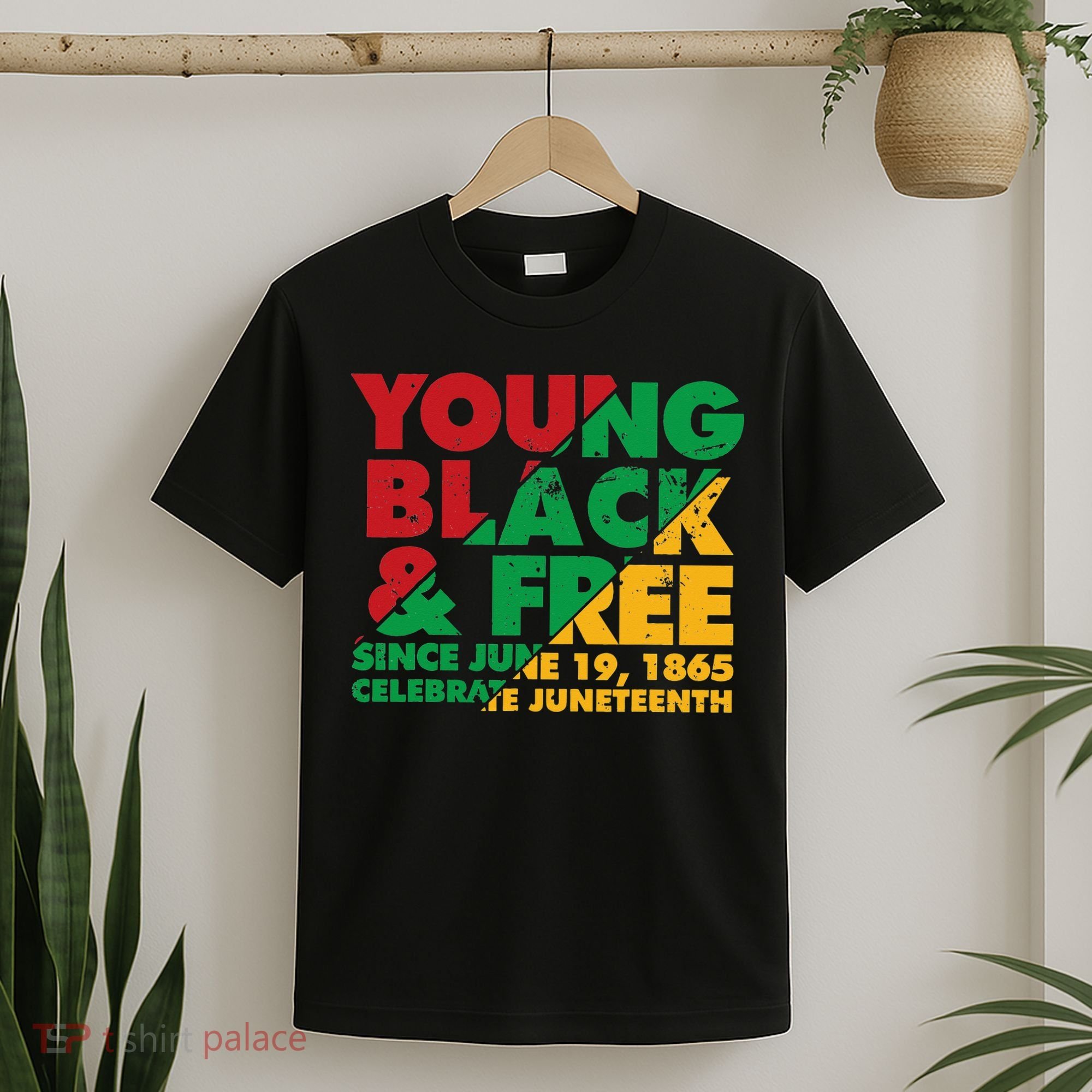 Young Black and Free novelty Juneteenth T-Shirt