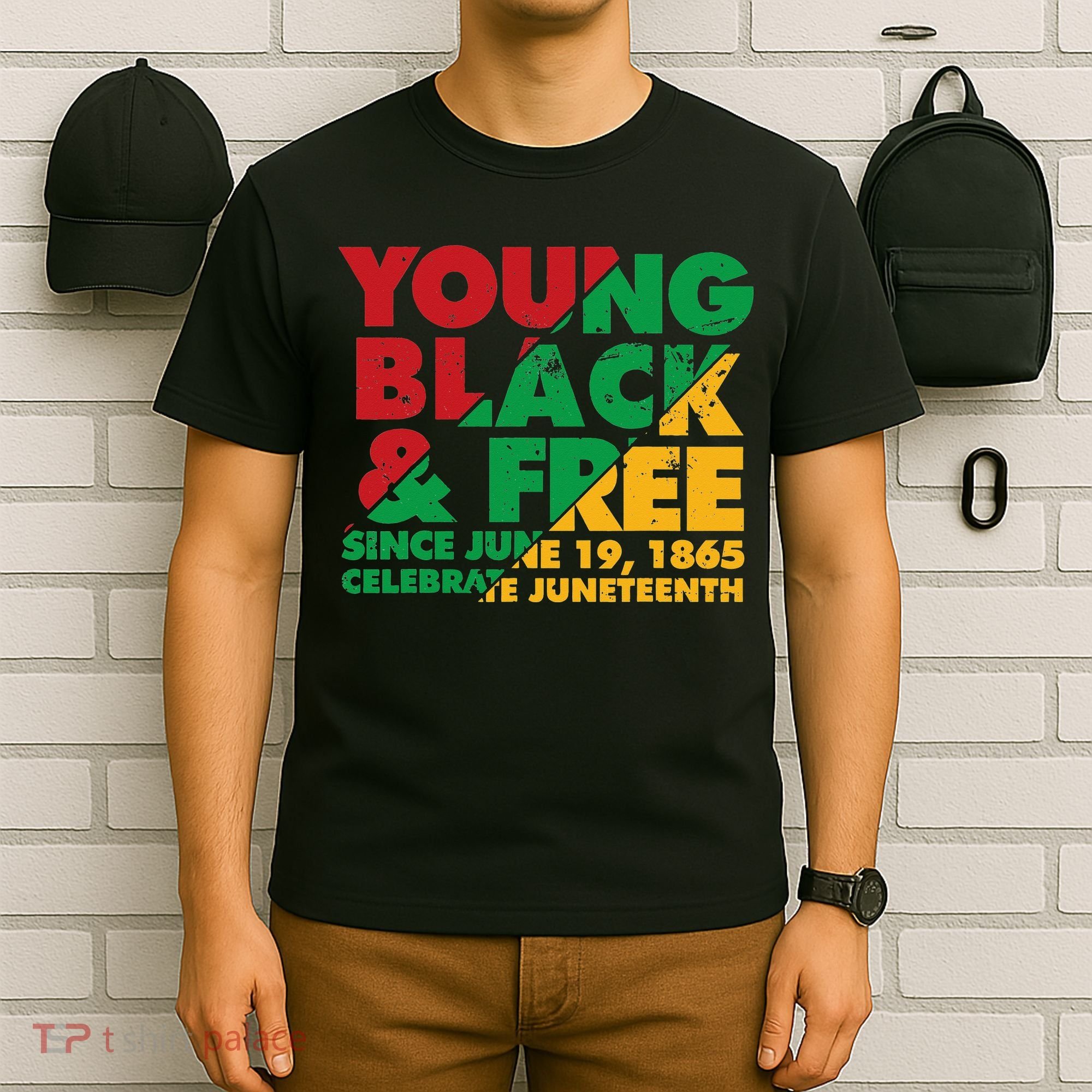 Young Black and Free novelty Juneteenth T-Shirt