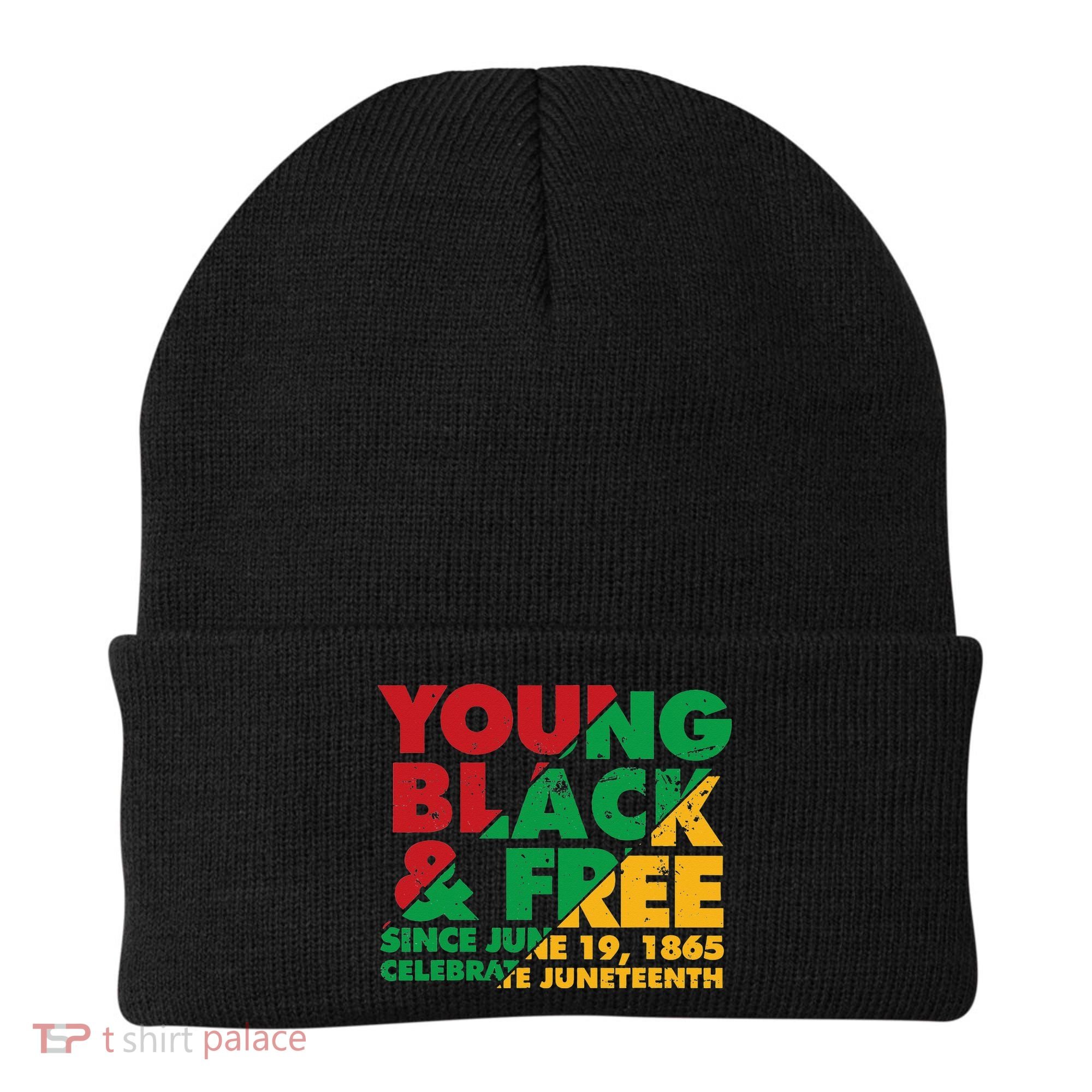 Young Black and Free novelty Juneteenth Beanie
