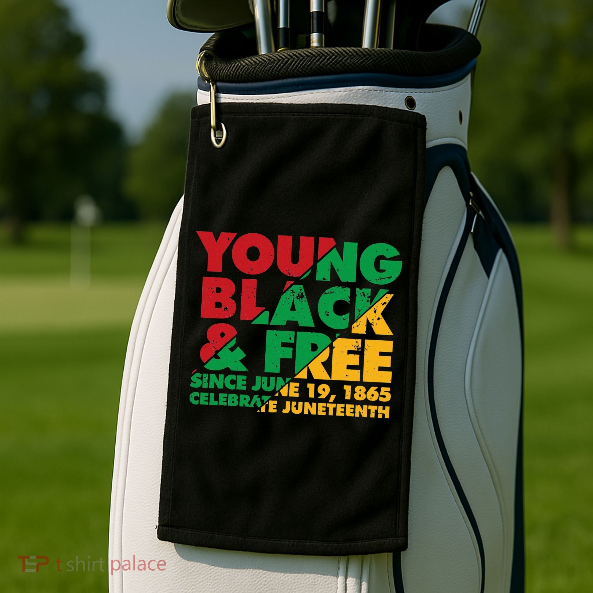 Young Black and Free novelty Juneteenth Golf Towel