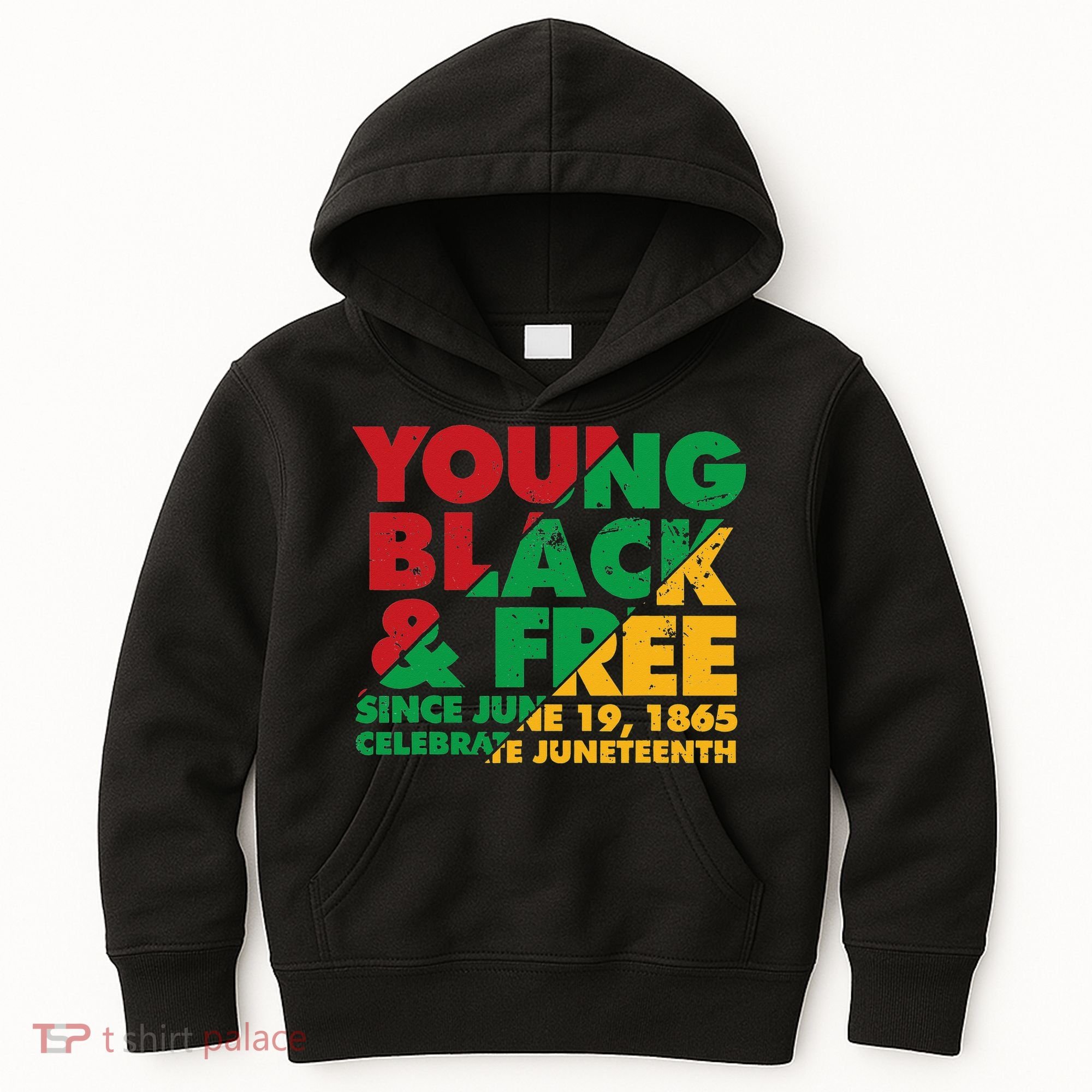 Young Black and Free novelty Juneteenth Kids Hoodie
