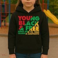 Young Black and Free novelty Juneteenth Kids Hoodie thumb 3