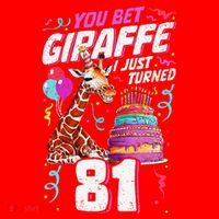 You Bet Giraffe I Just Turned 81 Funny 81st Birthday Santa Hat thumb 1