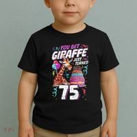 You Bet Giraffe I Just Turned 75 Funny 75th Birthday Toddler T-Shirt thumb 2