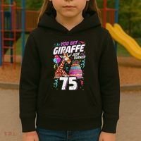 You Bet Giraffe I Just Turned 75 Funny 75th Birthday Kids Hoodie thumb 3