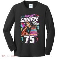 You Bet Giraffe I Just Turned 75 Funny 75th Birthday Kids Long Sleeve Shirt thumb 0