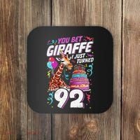 You Bet Giraffe I Just Turned 92 Funny 92nd Birthday Coaster thumb 0