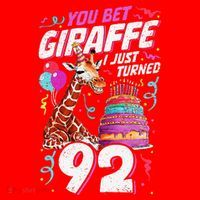 You Bet Giraffe I Just Turned 92 Funny 92nd Birthday Santa Hat thumb 1